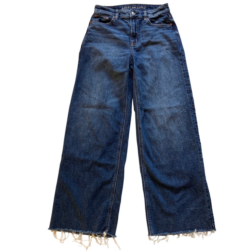 American Eagle Super High-Rise Baggy Wide Leg Jeans Size 2 Medium Wash